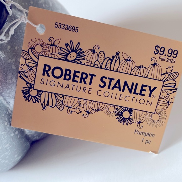 Thanksgiving Robert Stanley Faux Galvanized Resin Pumpkins 4.5” x 5 & 5” x 6” - Picture 3 of 4